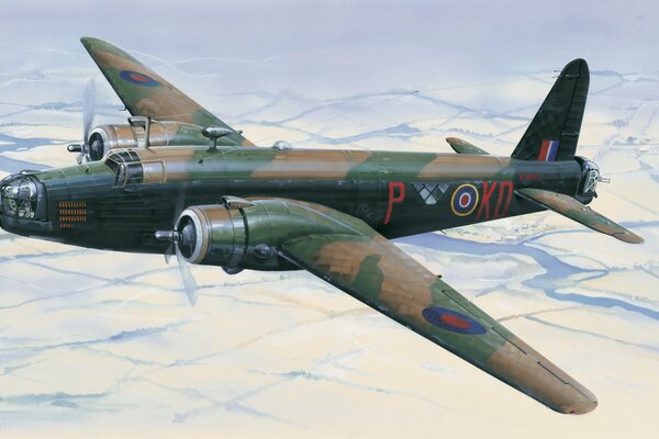 A pictorial image of a British ww2 military bomber