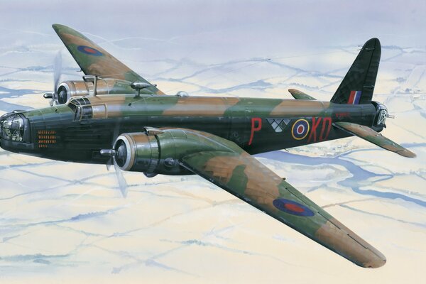 Imagen pictórica de un bombardero militar británico ww2
