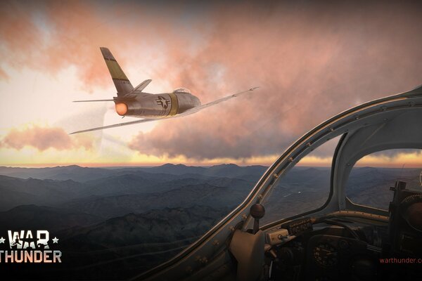 The flight of two planes and the view of the cockpit of one of them