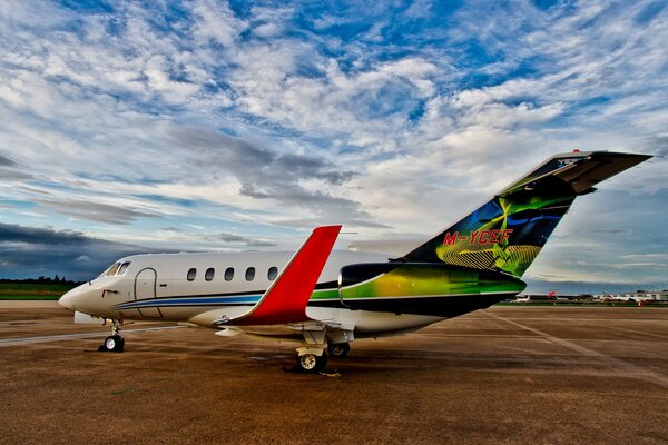 Passenger airliner in bright colors