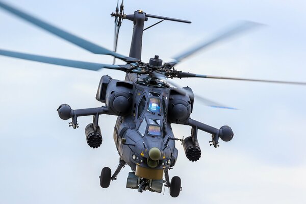 The cockpit of the Russian attack helicopter