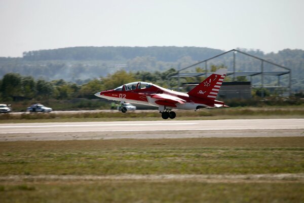 Combat aircraft on the runway