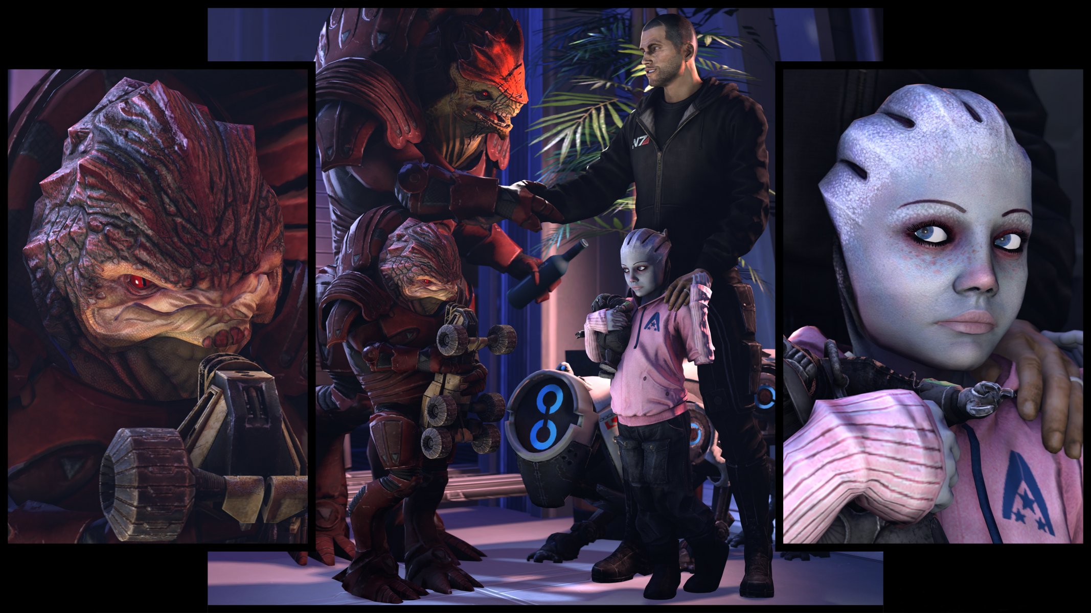 mass effect urdnot wrex krogan children shepard fan art asari