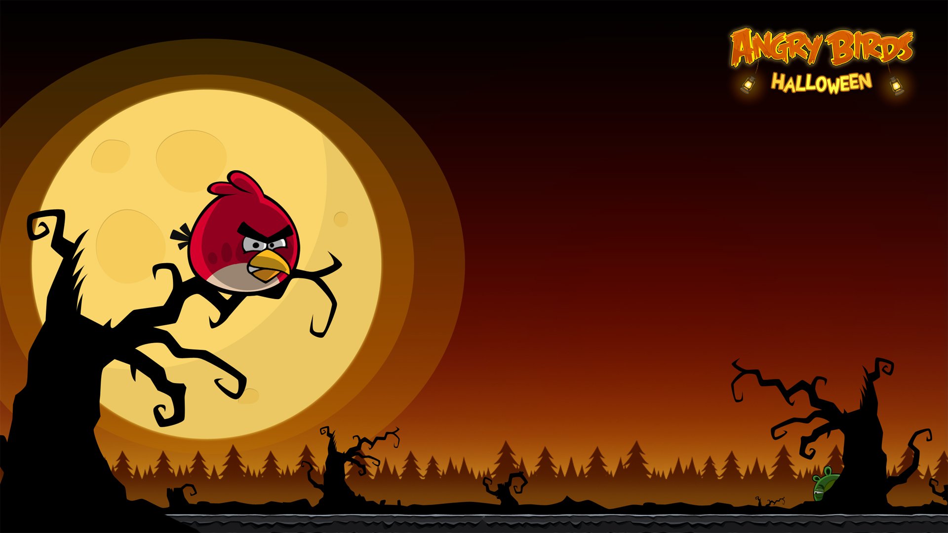 angry birds luna halloween puesta de sol