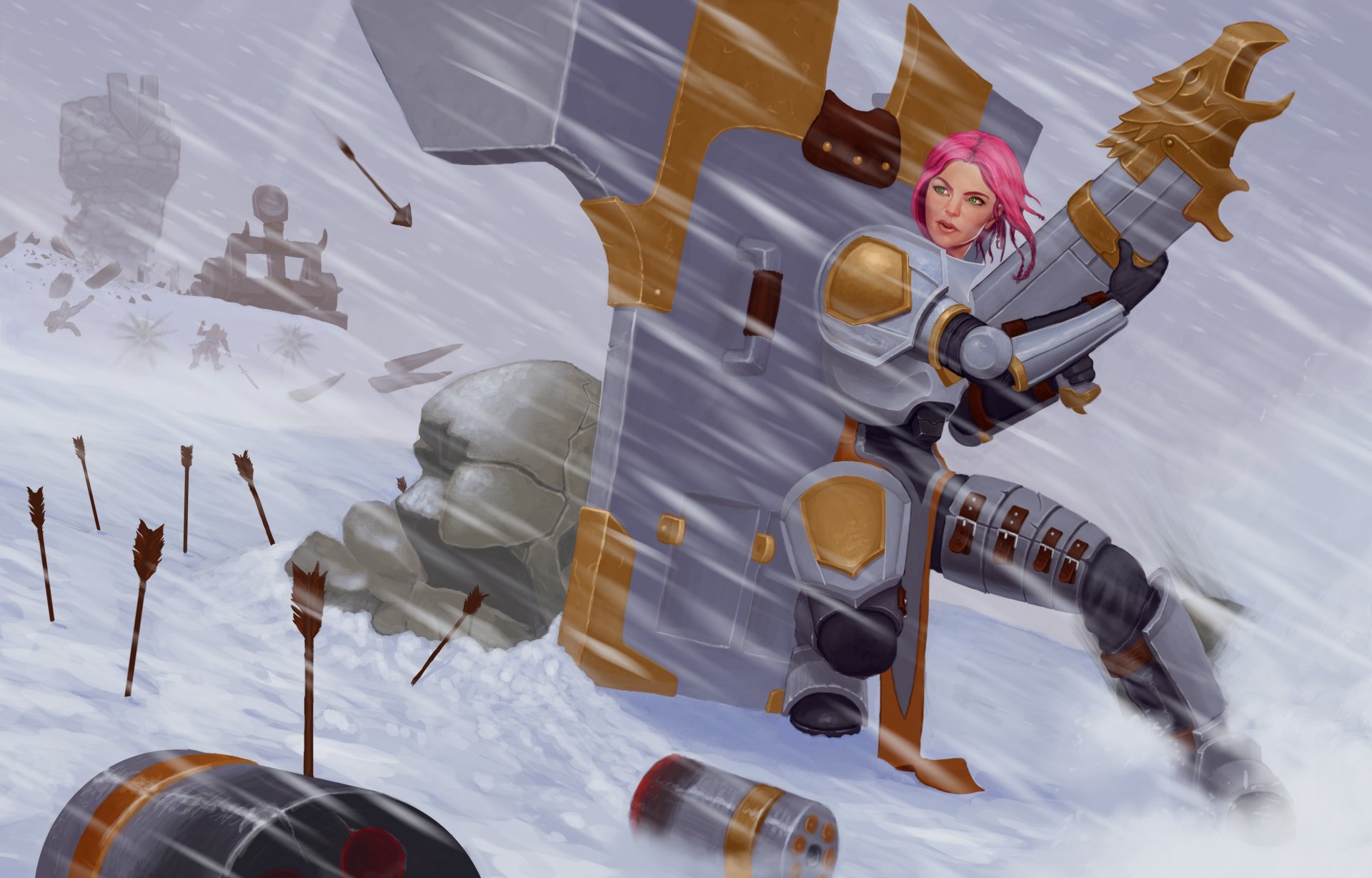 vi lol piltover enforcer war winter fan art league of legend