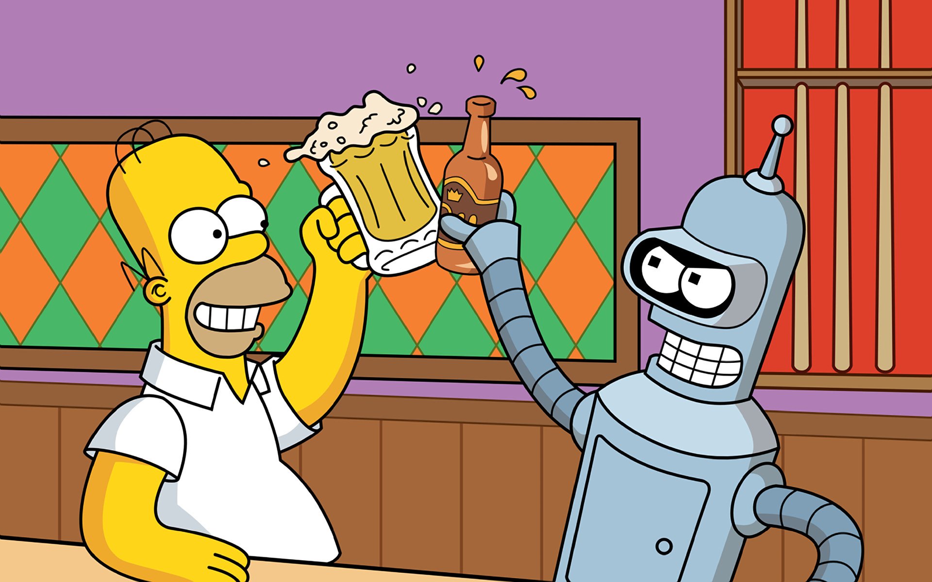 les simpsons futurama homer bender bière bar film films cinéma