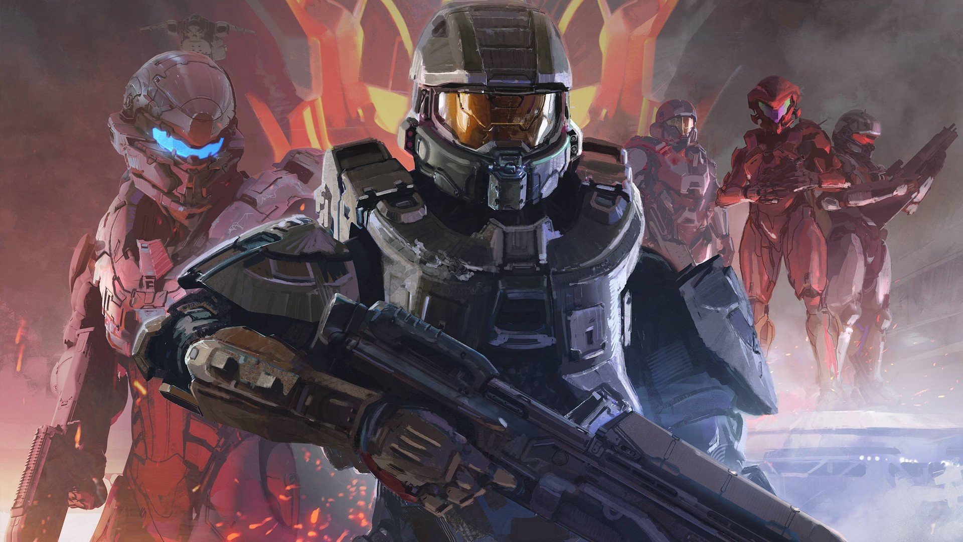 halo 5: guardiani 343 industries microsoft master chief alogeno armi arte vista