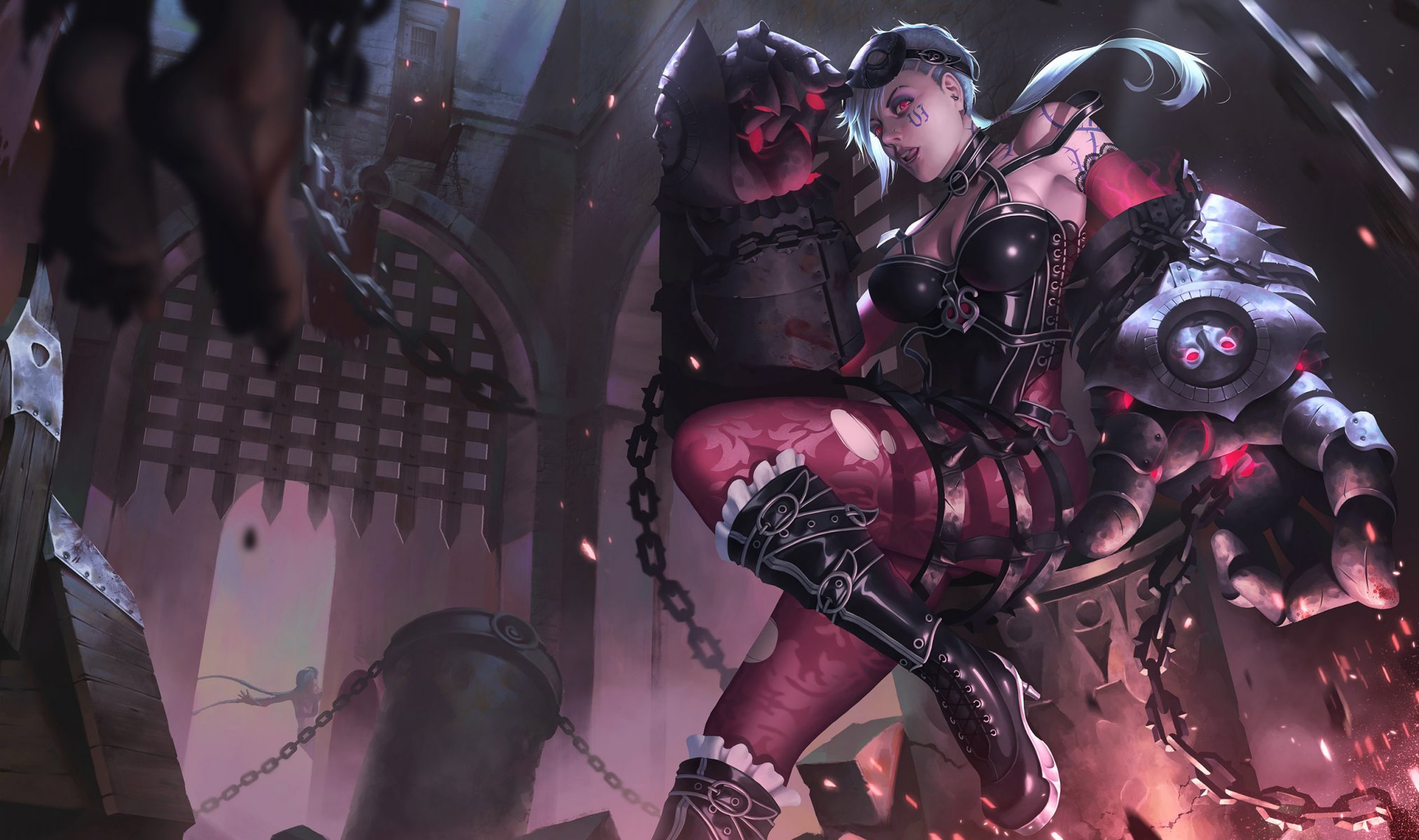 vi lol piltover enforcer ragazza arte mani pugni league of legends