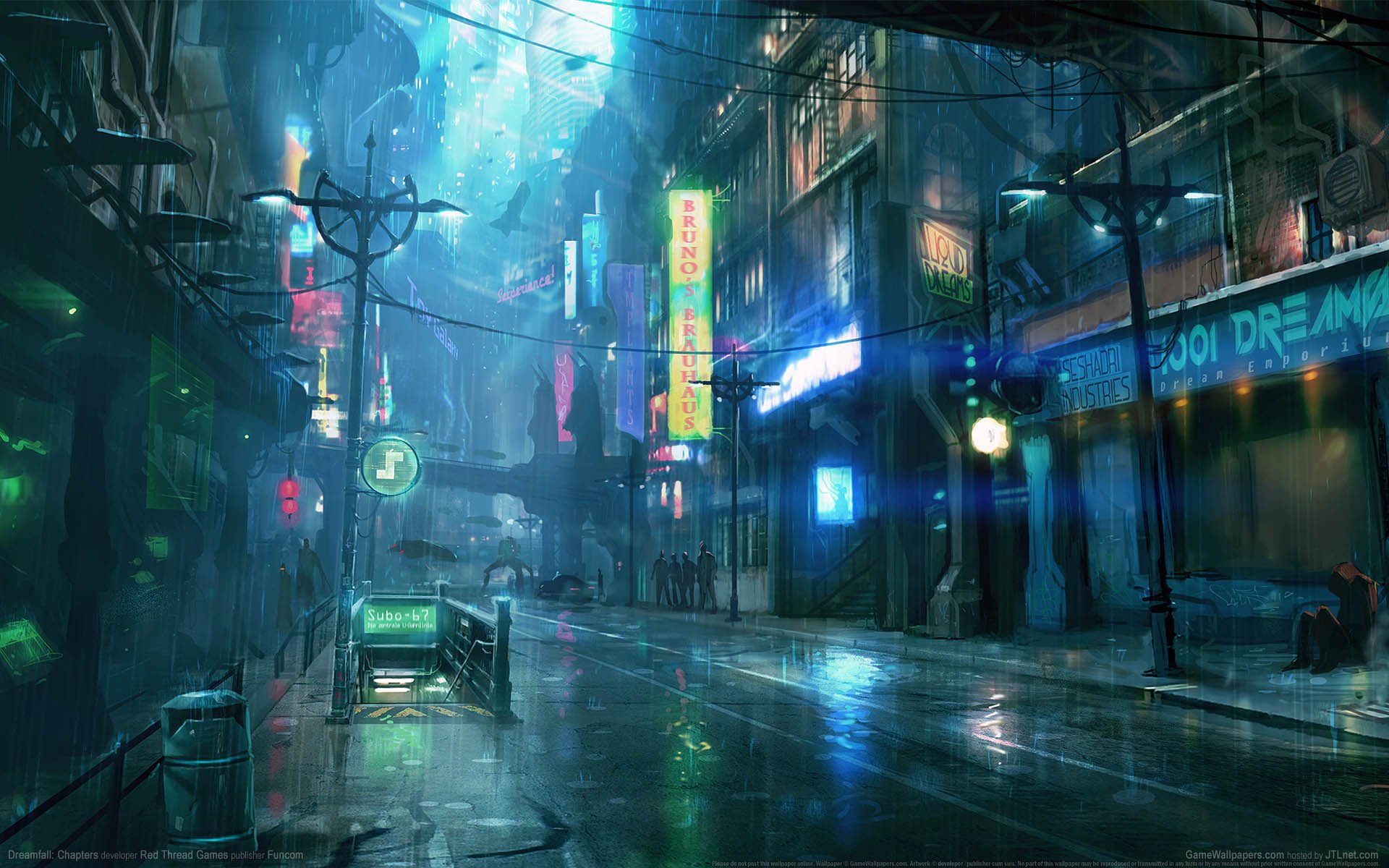 dreamfall: capítulos fondos de pantalla del juego ciudad noche lluvia