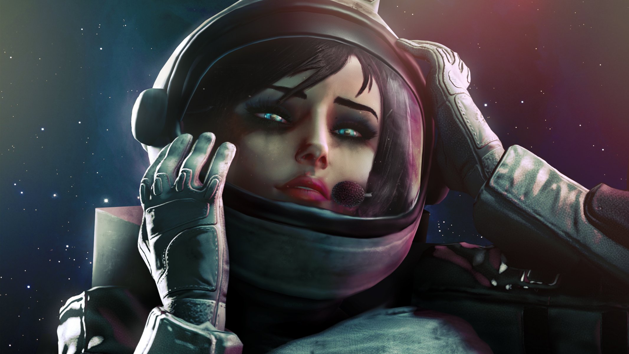 cosmonaut astronaut girl suit helmet face space bioshock infinite elizabeth