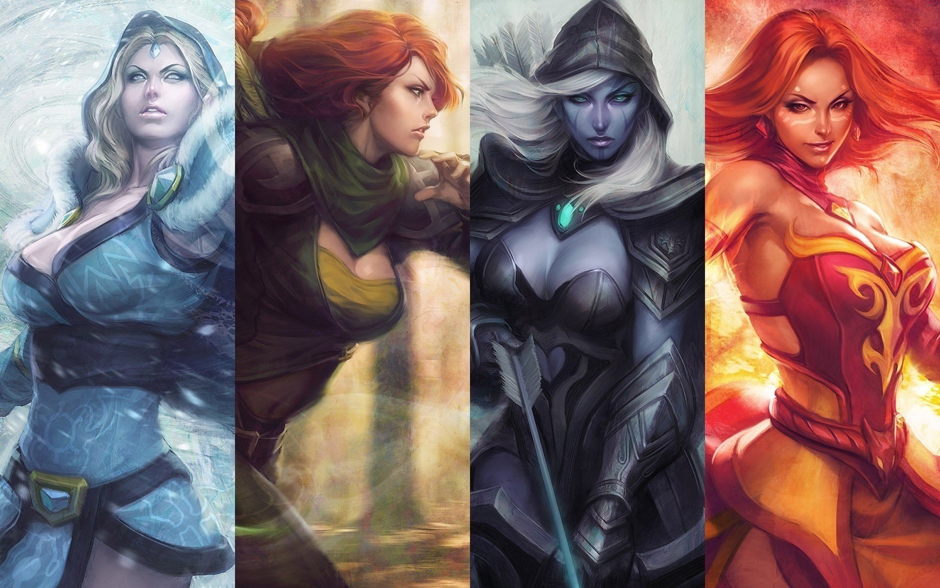 dota 2 dota 2 crystal maiden lina drow ranger windranger mädchen spiele spiel verteidigung der alten