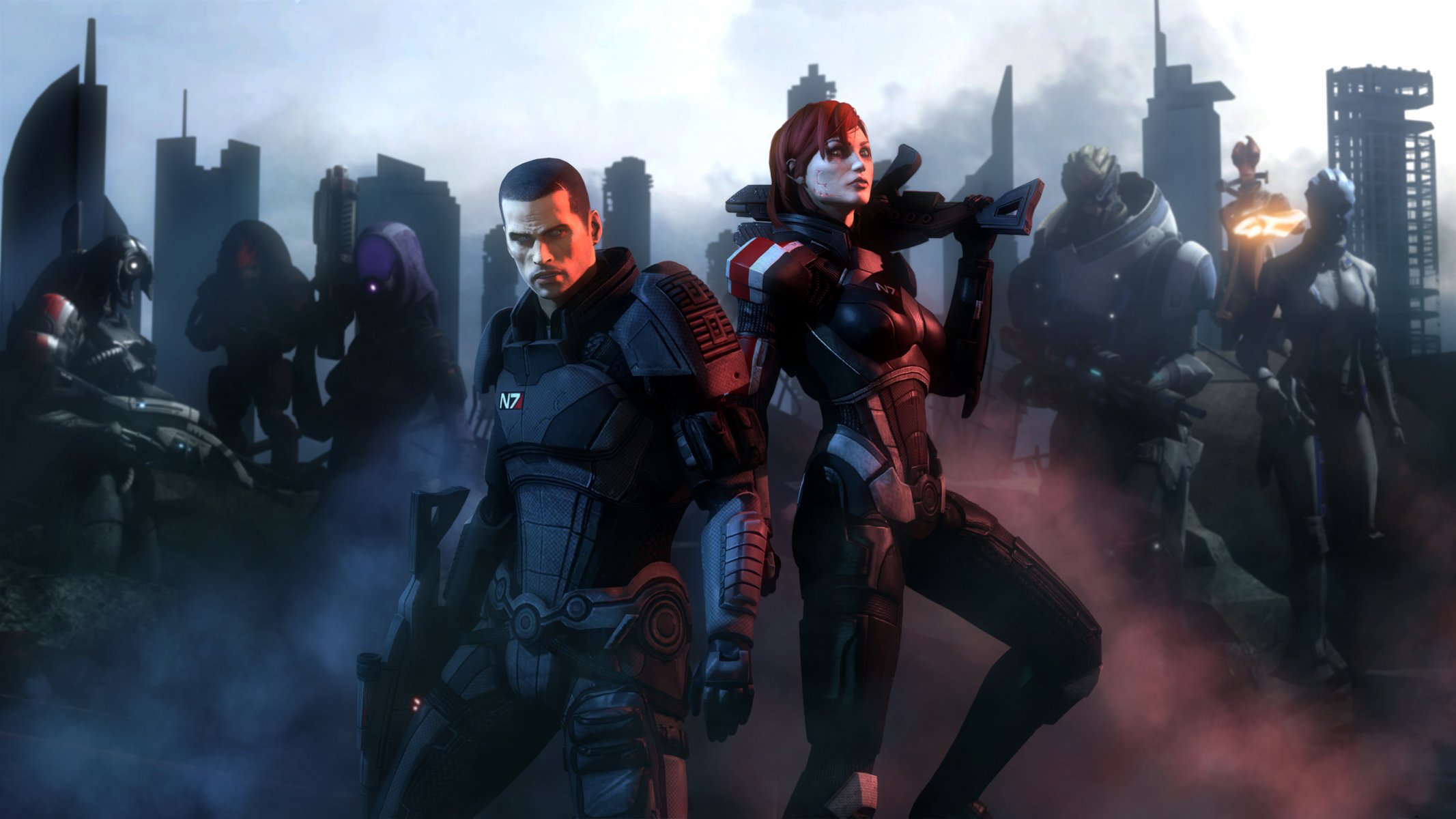 mass effect shepard garrus wakarian liara t sony azari geth legion rüstung rotschopf stadt zerstörung ruinen tali zora tali zora nar rayya kvarianka turian urdnot rex kroganov söldner kopfgeldjäger salarianer mordin solu