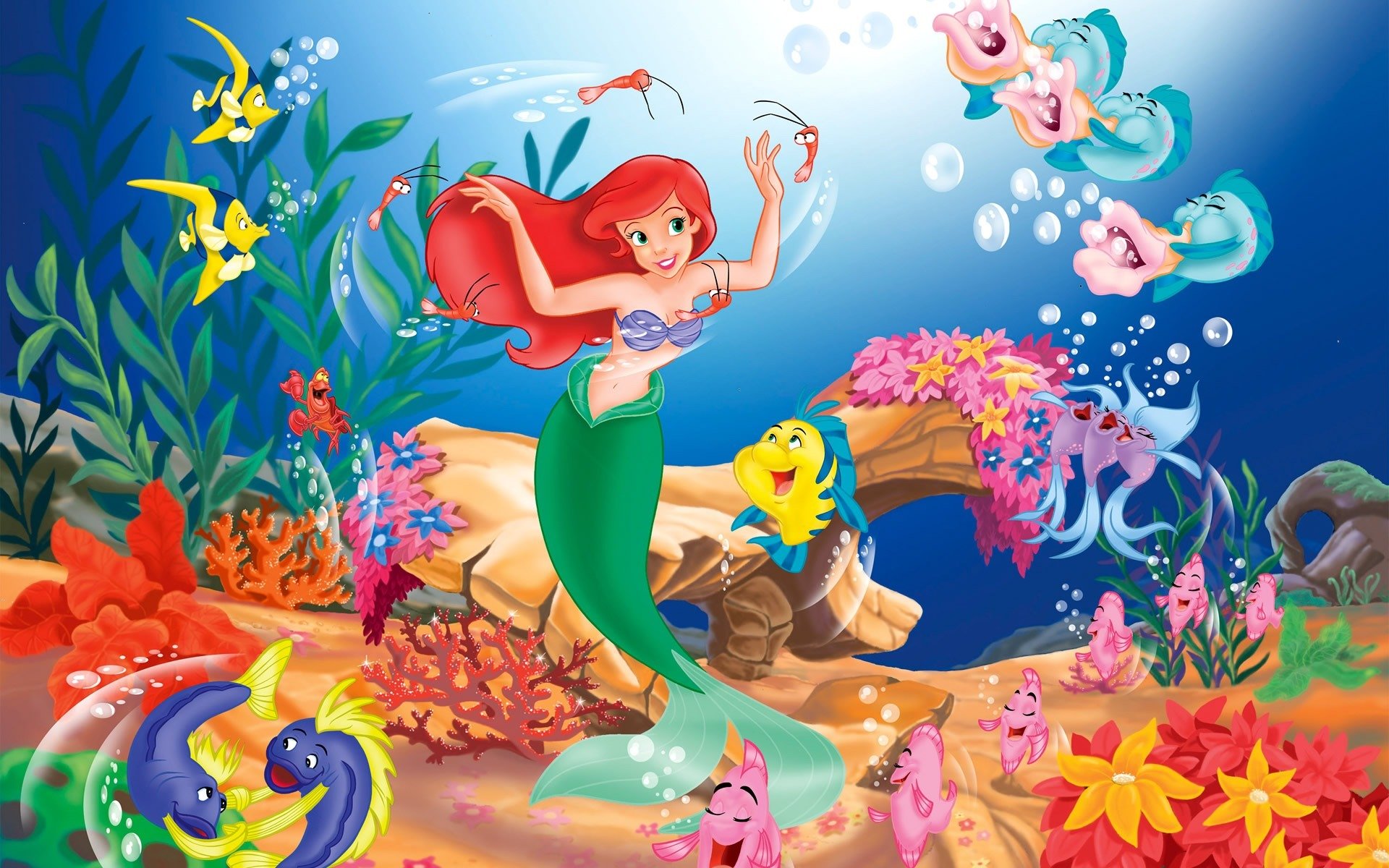 dessin animé petite sirène ariel poissons chanson