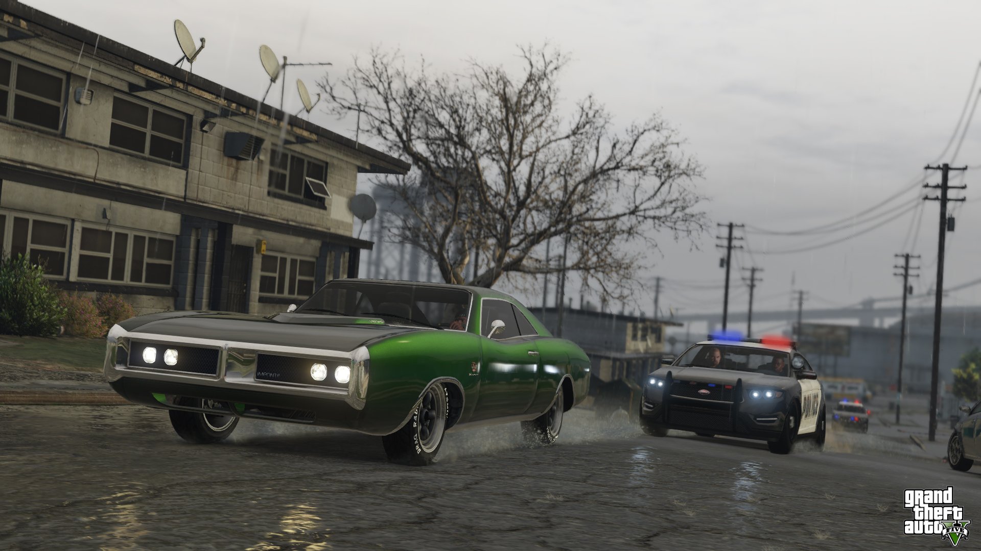 grand theft auto v gta 5 los santos policía persecución lluvia carretera