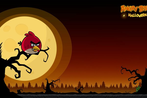 Screenshot from the angry birds Halloween-style game