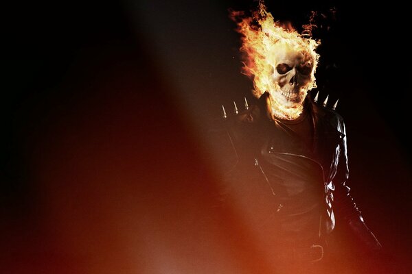 The burning head of the ghost rider