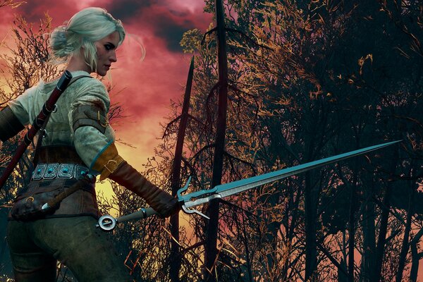 Cielo ardiente caza salvaje del juego the Witcher 3