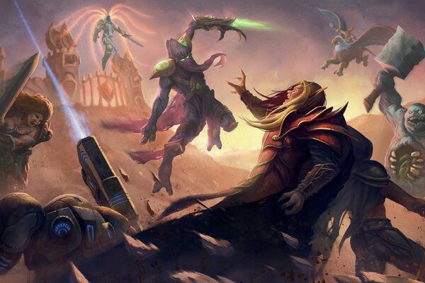 Fantastische Wallpaper mit Diablo 3-, Starcraft- und Warcraft-Charakteren