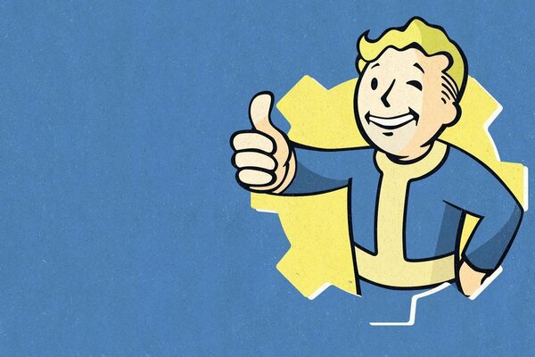 Carta da parati del fumetto con un ragazzo su uno sfondo blu di bethesda game studios