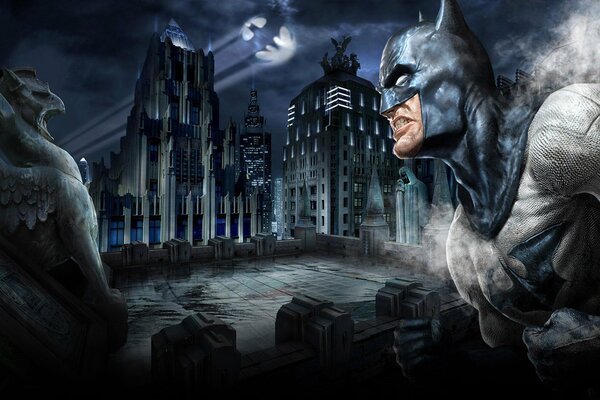 Batman in Gotham at Night