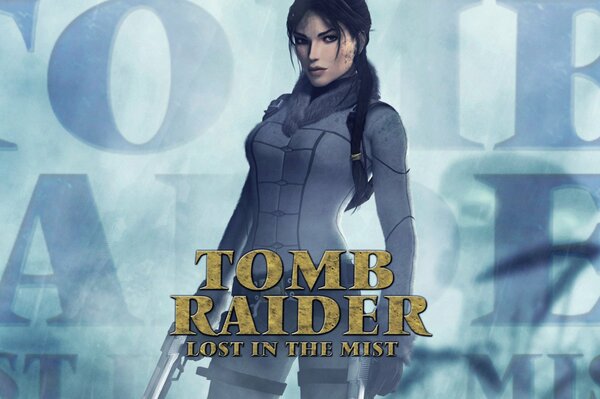 Fille Lara Croft du jeu tomb raider avec un pistolet