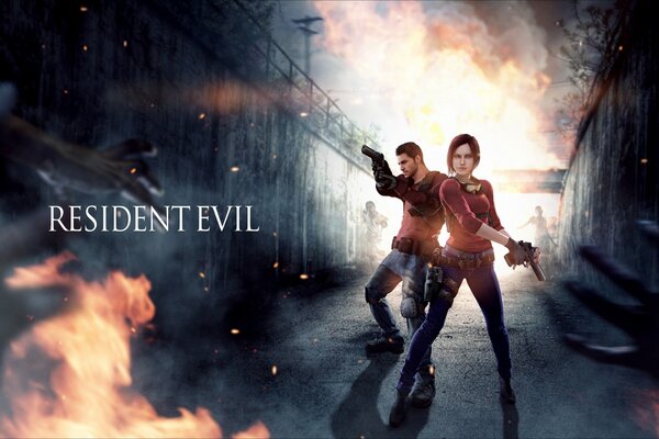 Fan art with characters from resident evil