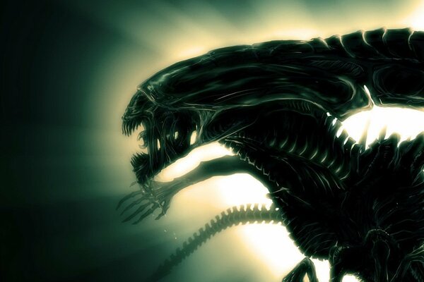 Monster im Licht aus dem Alien-Film