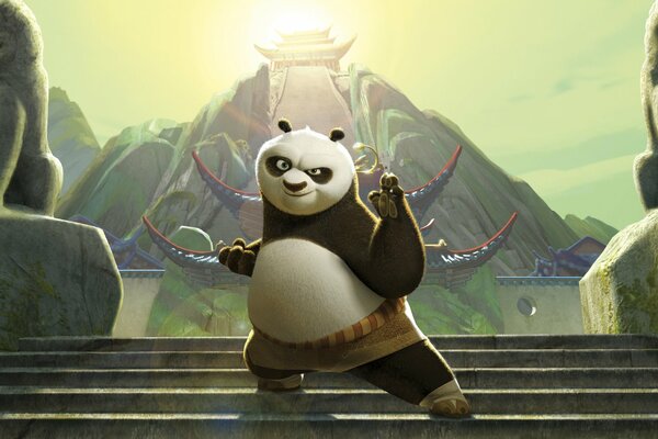 Kreskówka Kung Fu Panda 2 na schodach