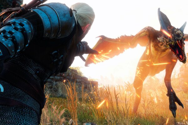 The Witcher 3. chasse sauvage. le Sorceleur utilise le signe igni