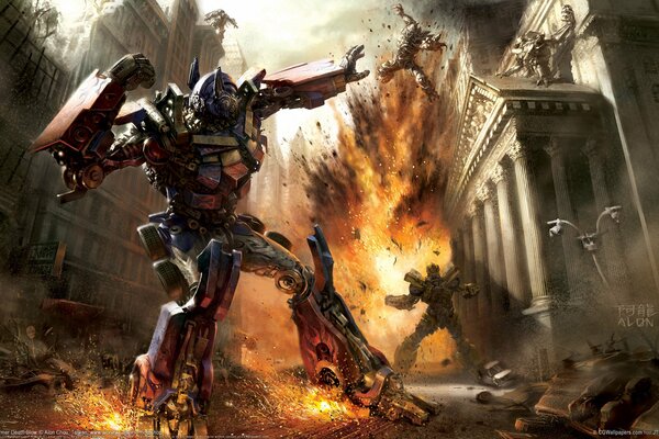 Explosion lors d un combat de Transformers