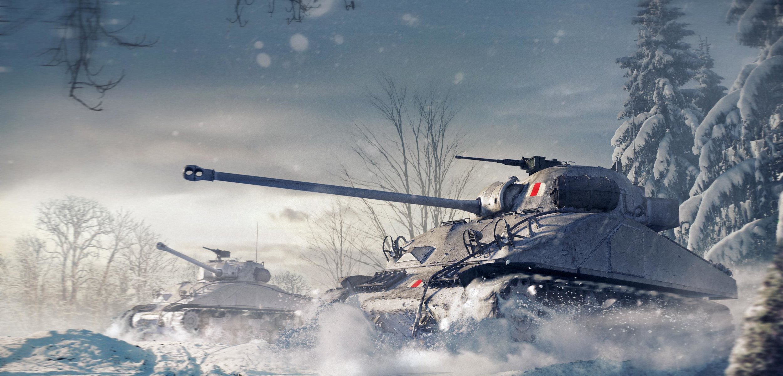 world of tanks wargaming net wot wg tanks sky tank iron winter snow tree sherman firefly medium tank