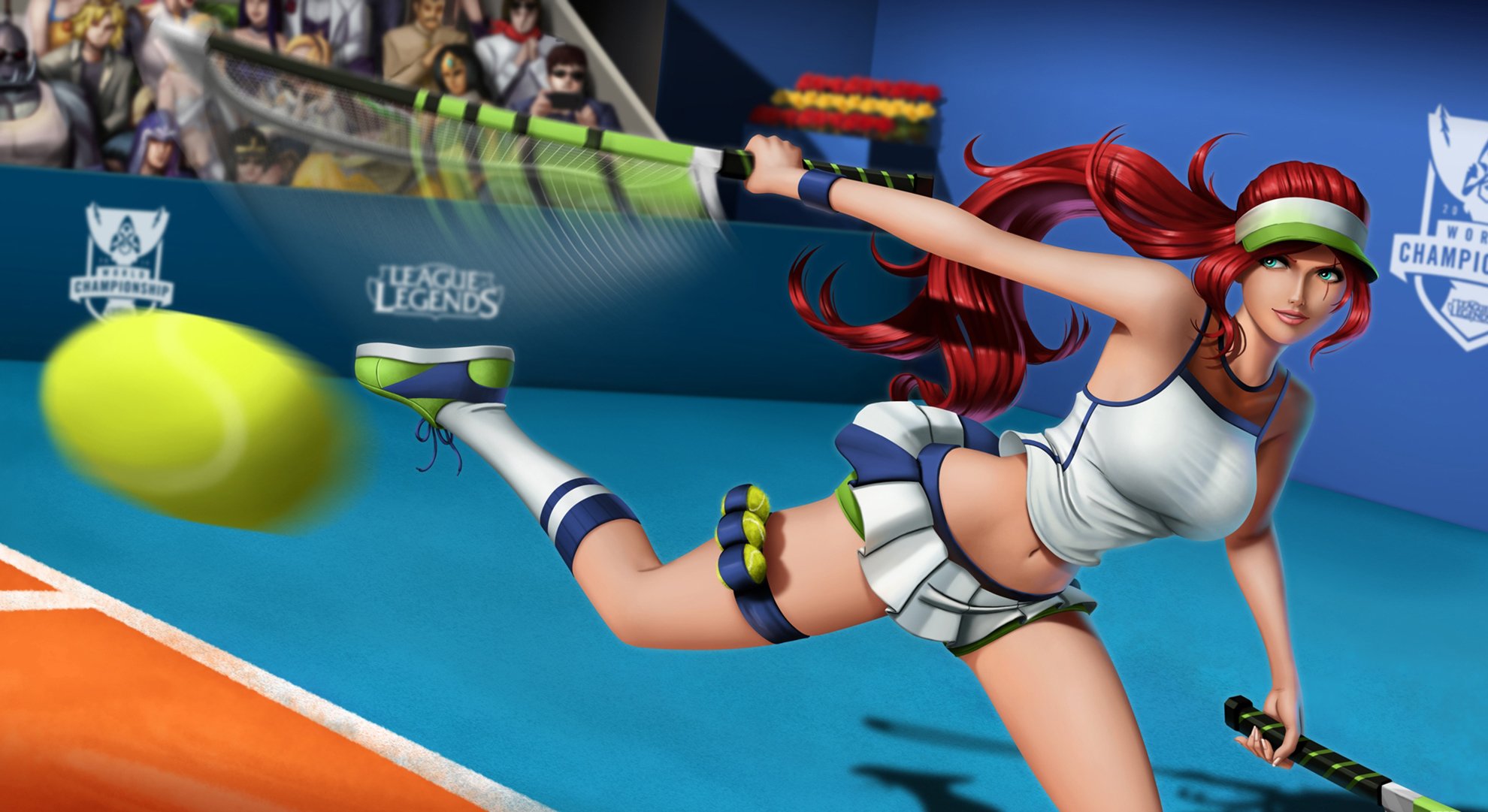 liga de leyendas katarina lol pelirroja partido raqueta arte tenis