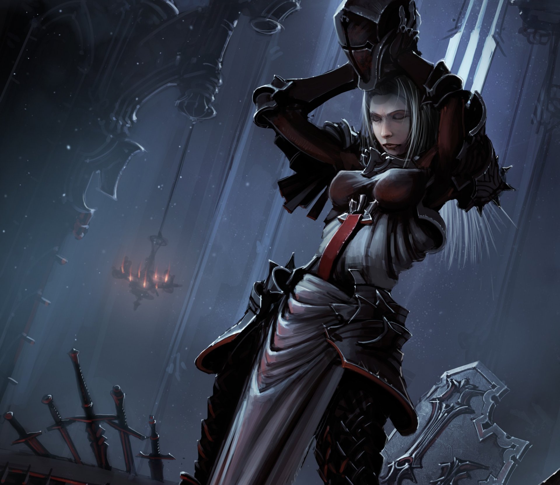 diablo iii reaper of souls croisé fille casque bouclier temple