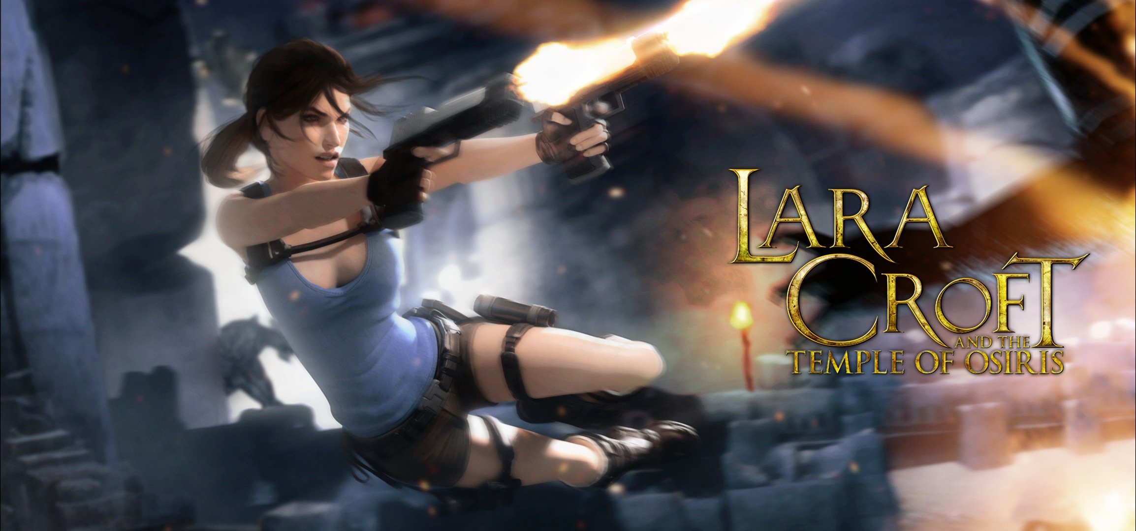 lara croft templo de osiris lara croft y templo de osiris tomb raider chica salto pistolas