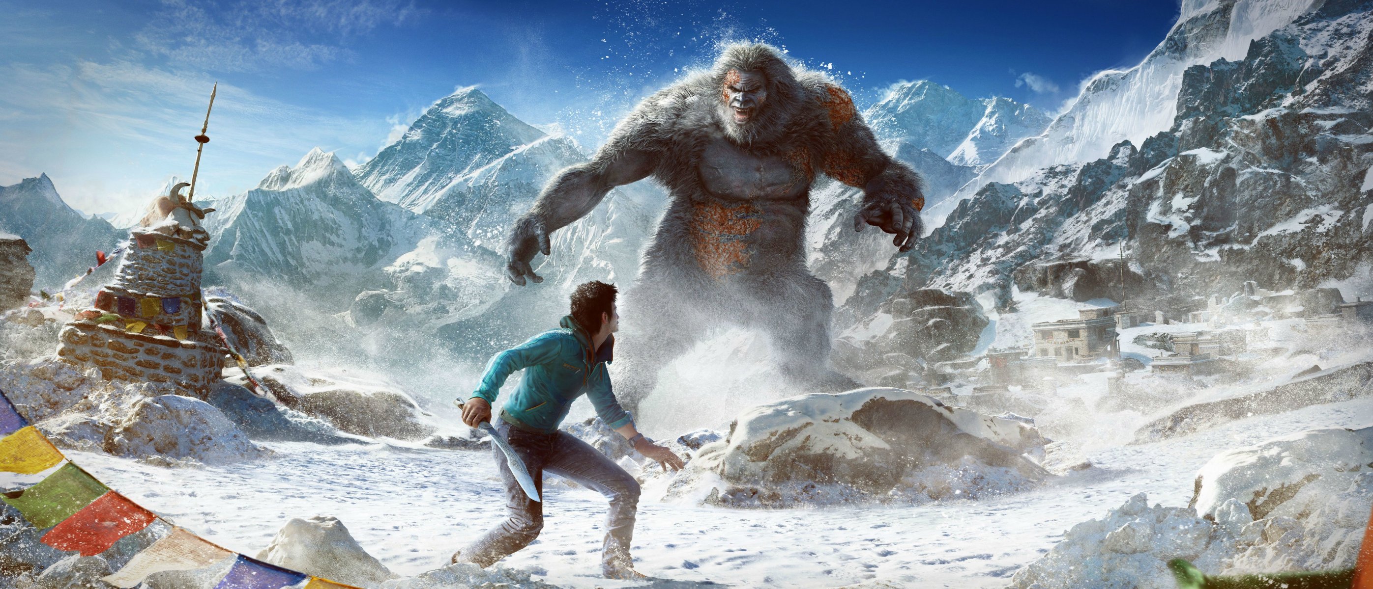 far cry 4: valle dei bigfoot far cry 4 ubisoft ajay gale nuvole montagne neve vista kirat bigfoot mech armi cielo yeti dlc