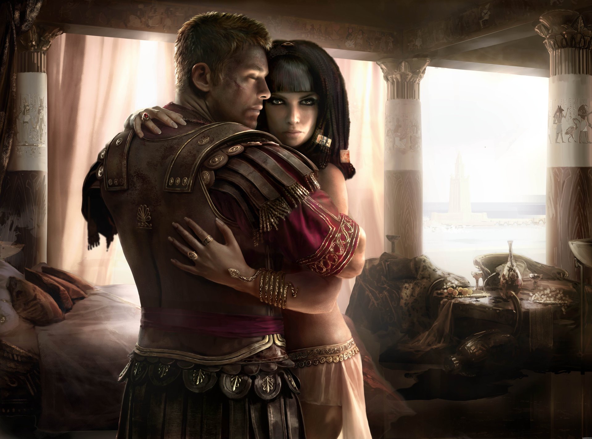 art total war: rome 2 girl men egypt hug