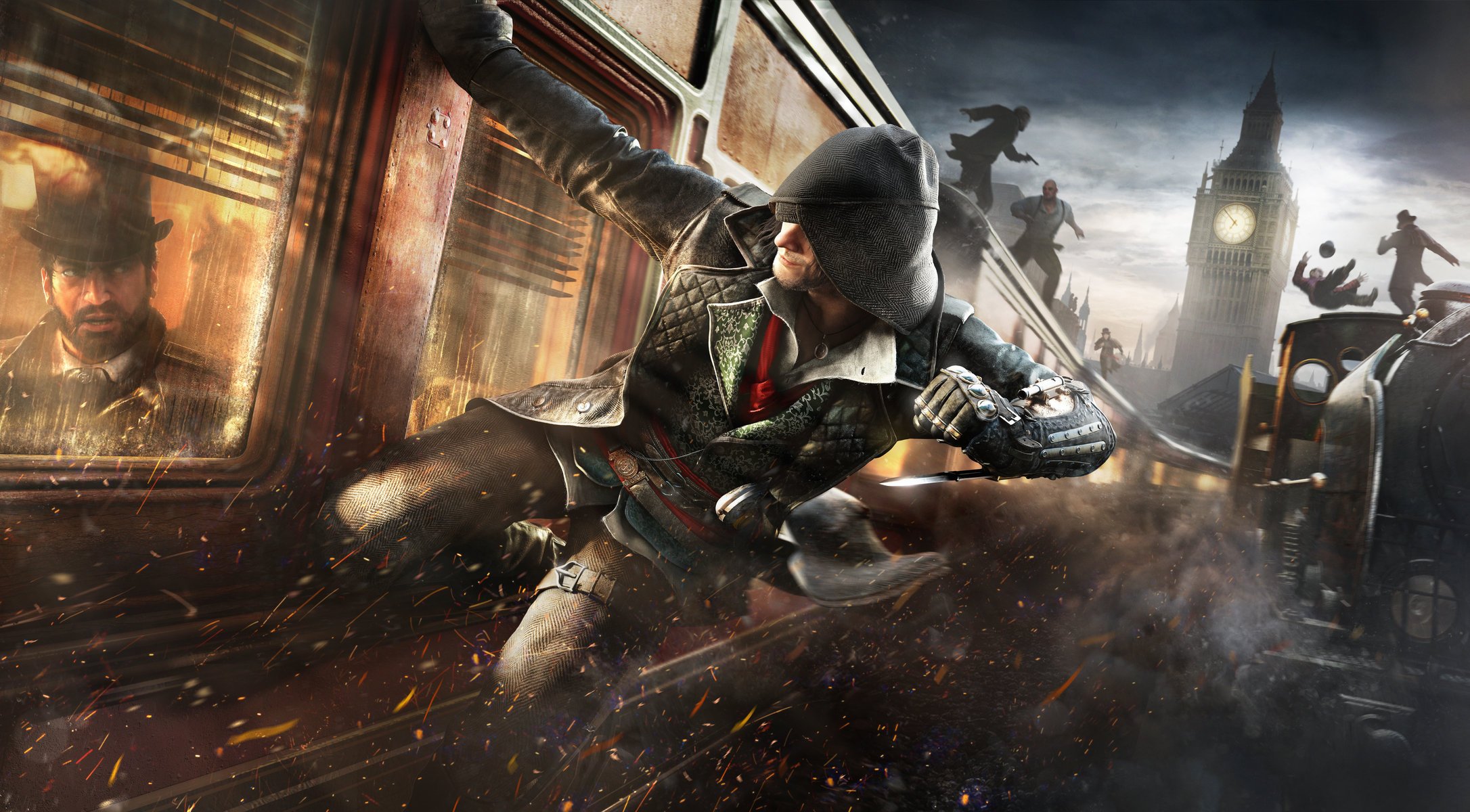 assassin s creed: syndicate assassini assassini assalto treno velocità lama cappuccio cielo mantello