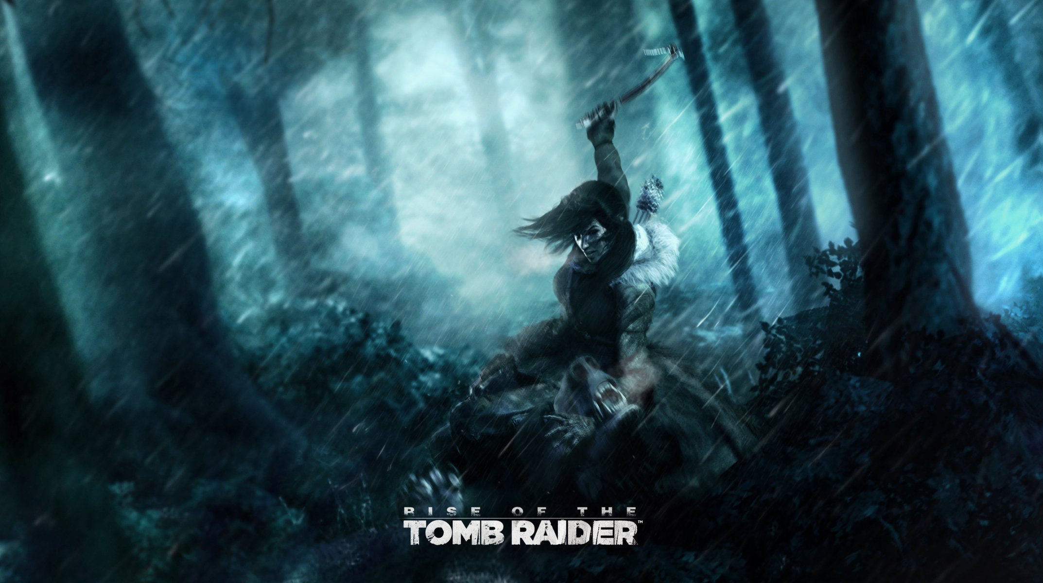 eispickel bär rise tomb raider lara croft tomb raider wald regen büsche bäume