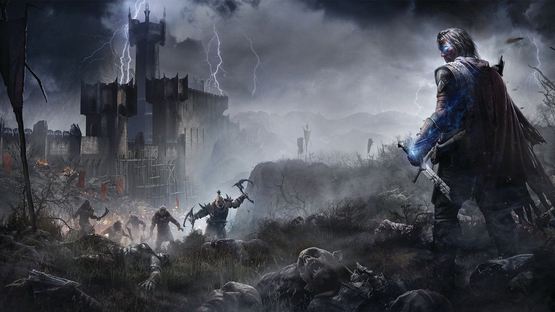 terre du milieu: ombre du mordor guerrier fantôme ranger talion magie épée brouillard armure orcs cadavres forteresse orage monolith productions warner bros. interactive entertainment