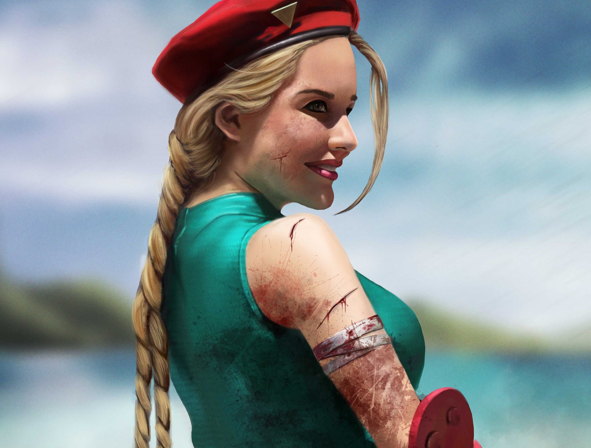 treet fighter cammy art girl wound spit blood solar