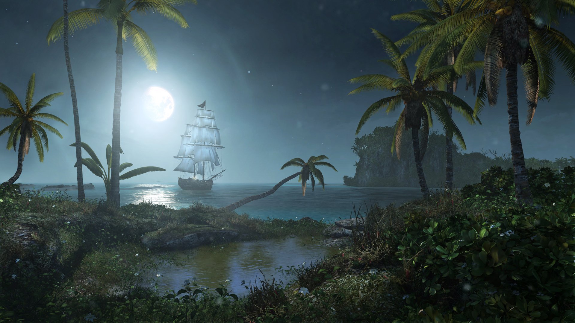 assassin s creed iv black flag island night ship