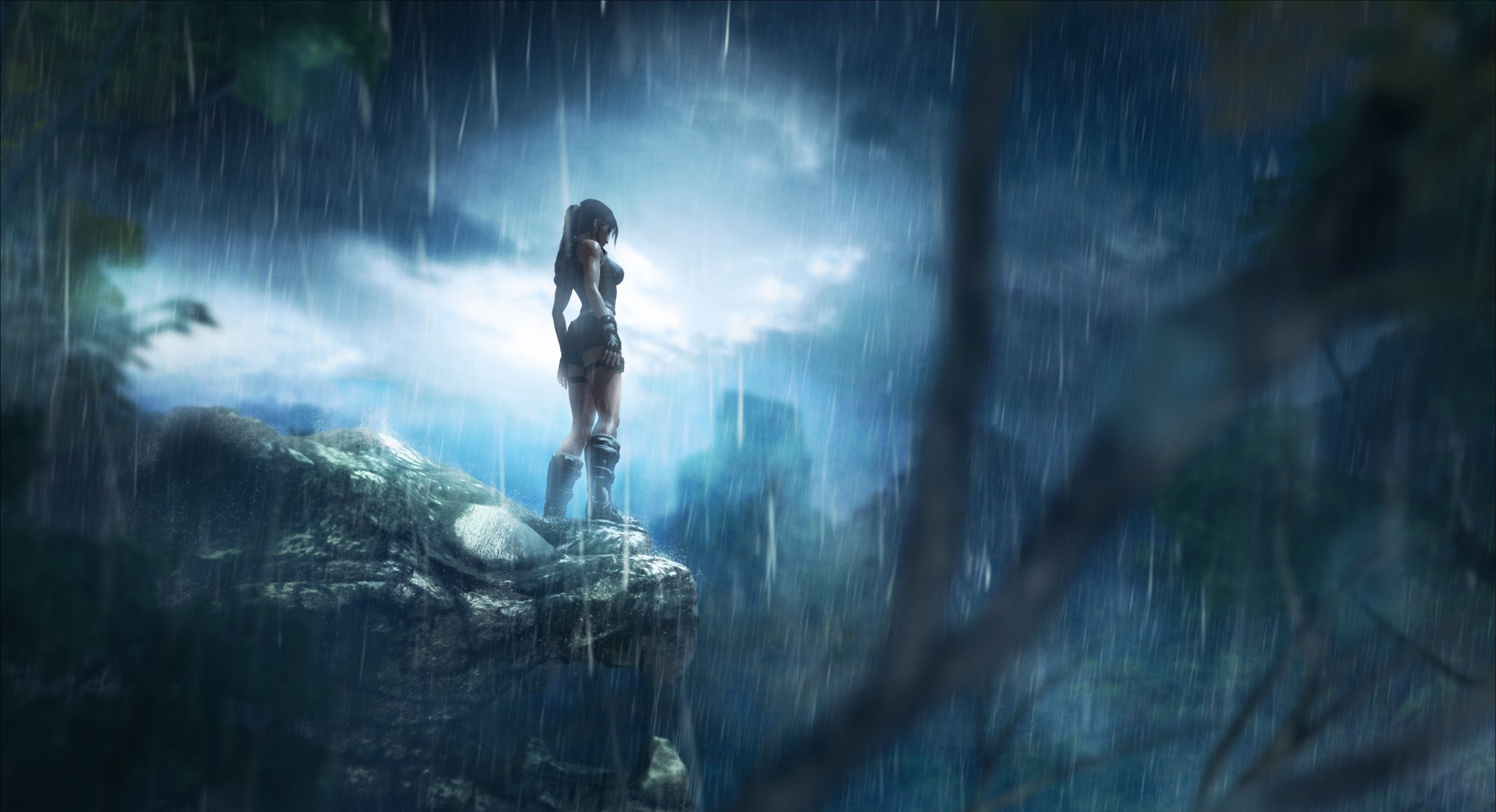 giungla pioggia notte lara croft tomb raider