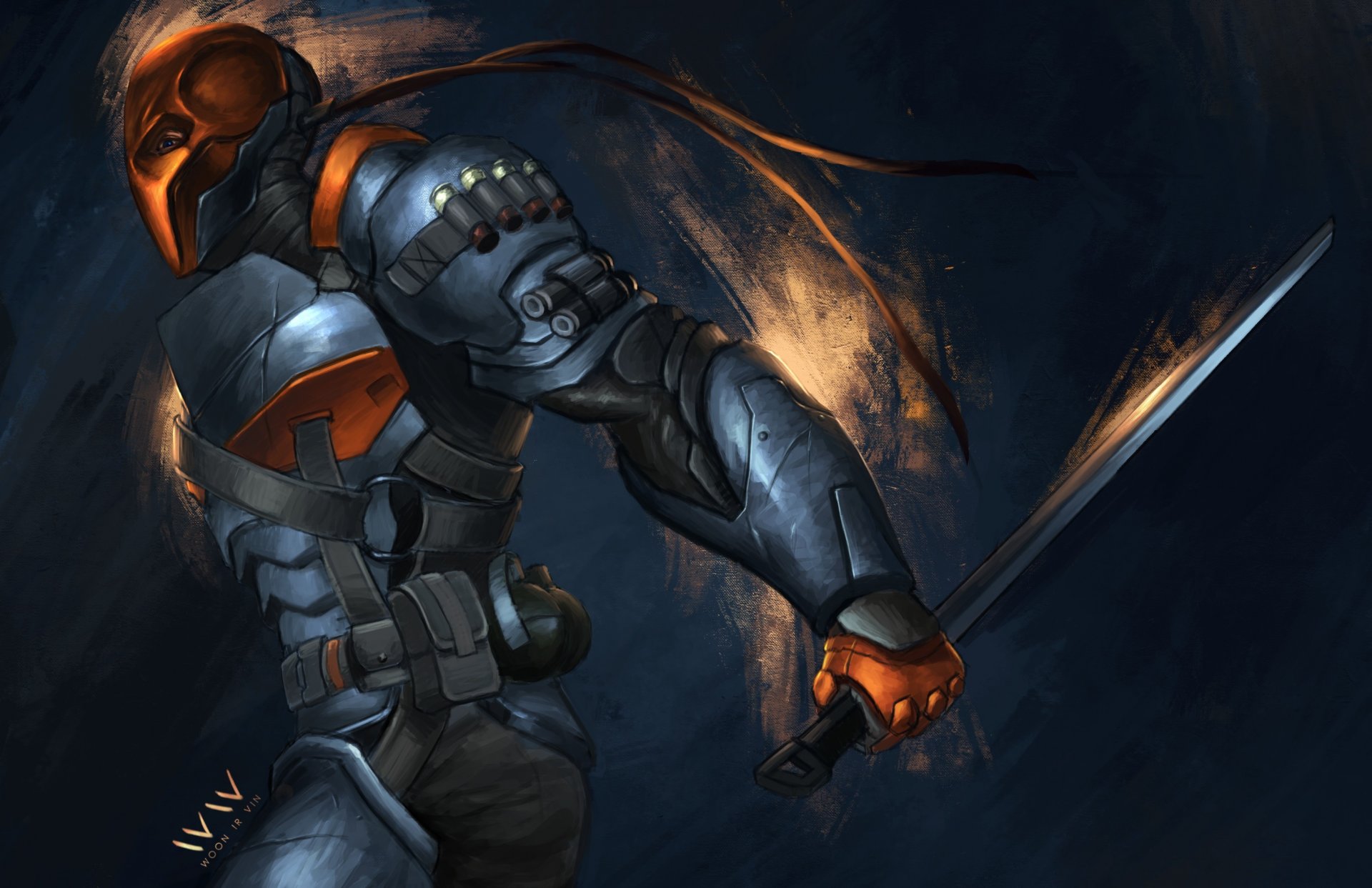 kunst deathstroke batman: arkham origins rüstung maske schwert