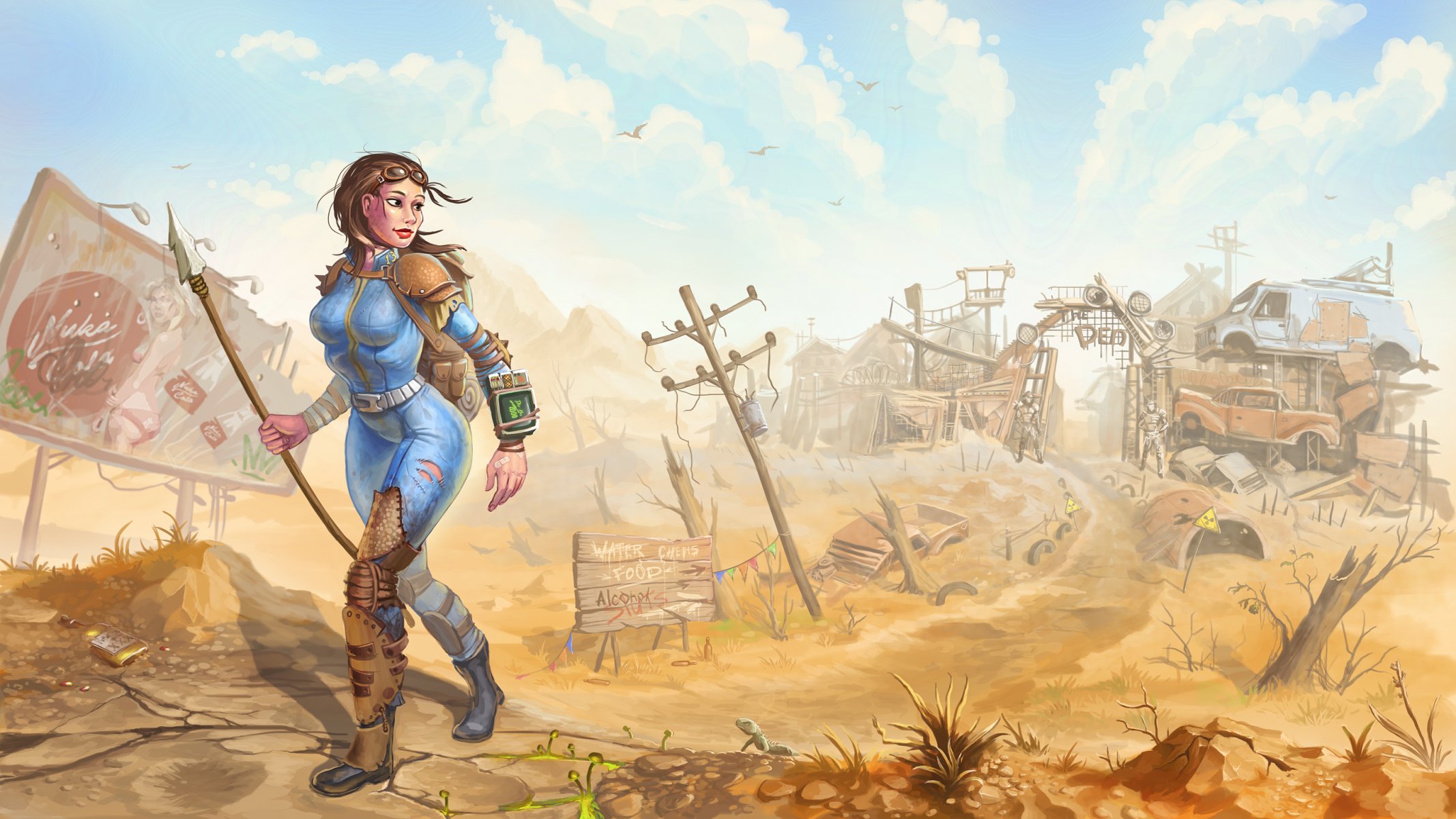 post-apocalypse fallout heath girl art dump