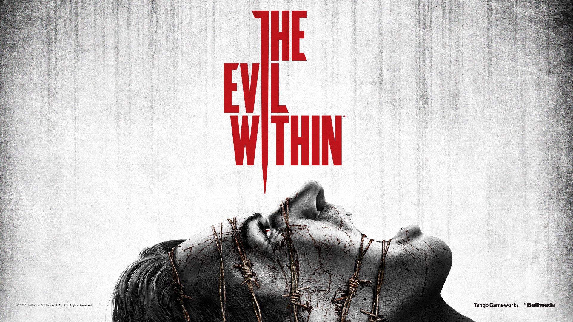 the evil within hombre grito dolor alambre de púas cicatrices pelo logotipo logo tango bethesda softwork