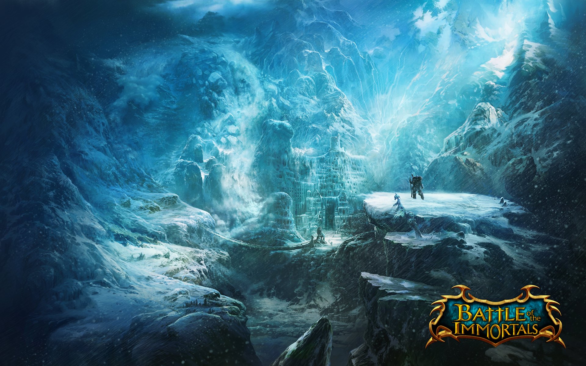 battle of the immortals game wallpapers battle immortal mountain castle valley snow wanderer