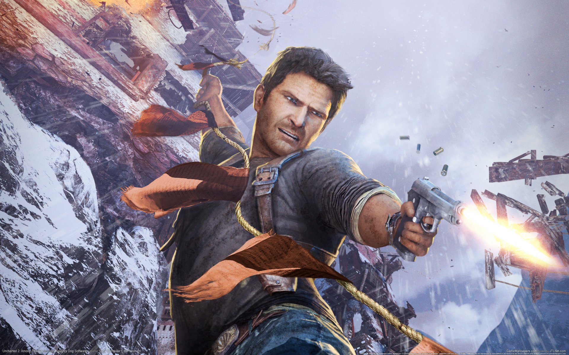 uncharted 2 wśród złodziei nathan drake pistolet