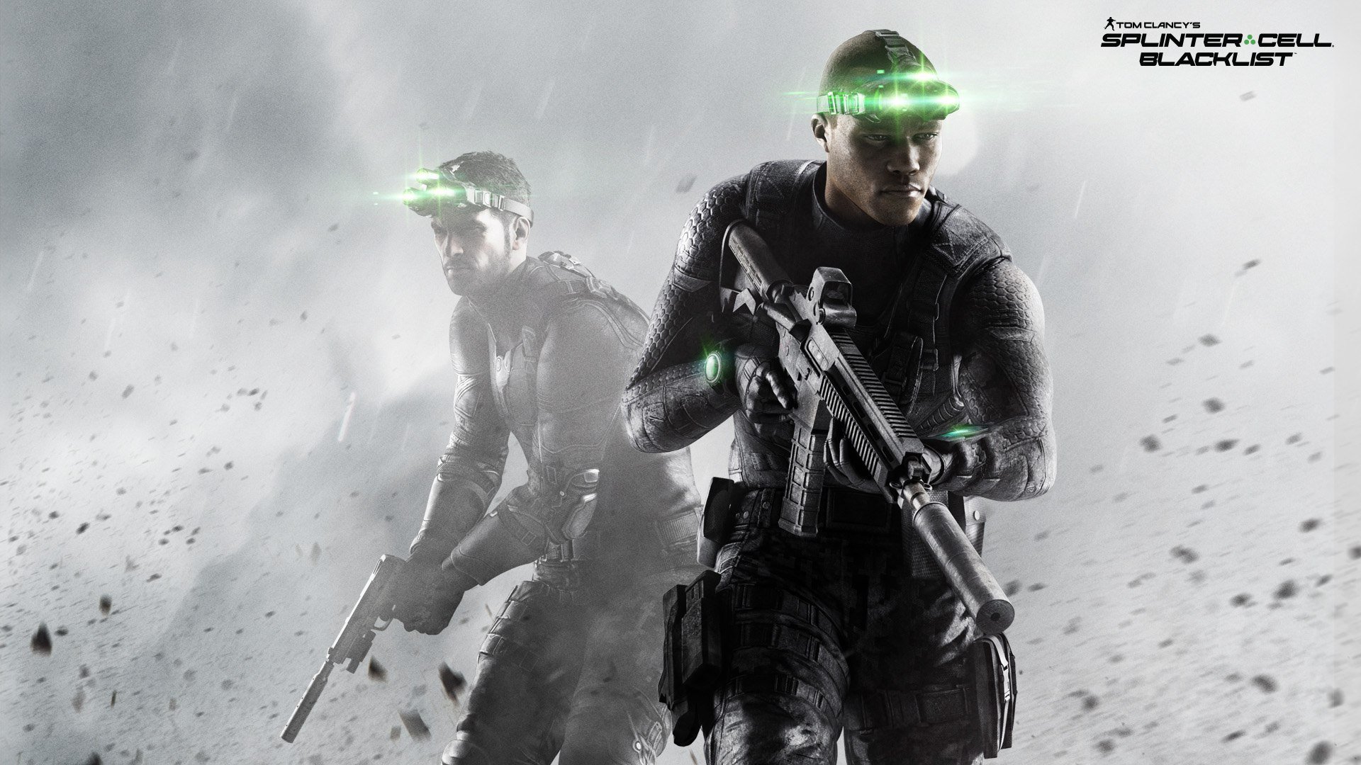 tom clancy splinter cell : blacklist geteilte zellen: schwarze liste sam fisher samuel leo fisher samuel l. fisher agenten waffe pistole maschinengewehr nachtsichtbrille partner freund ausrüstung ubisoft toronto