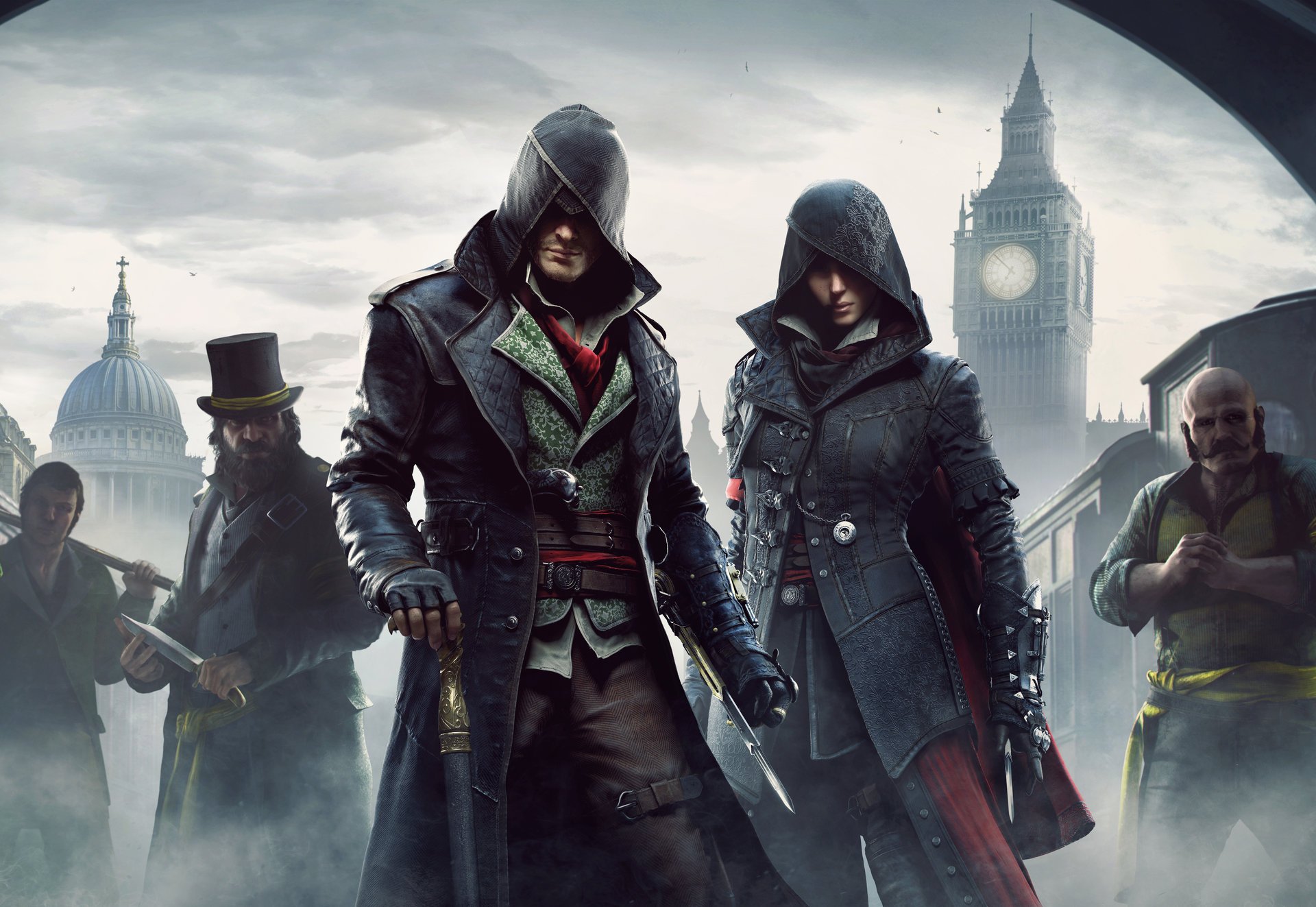 assassin s creed: syndicate assassins killer blade cane hood big ben railway station gang