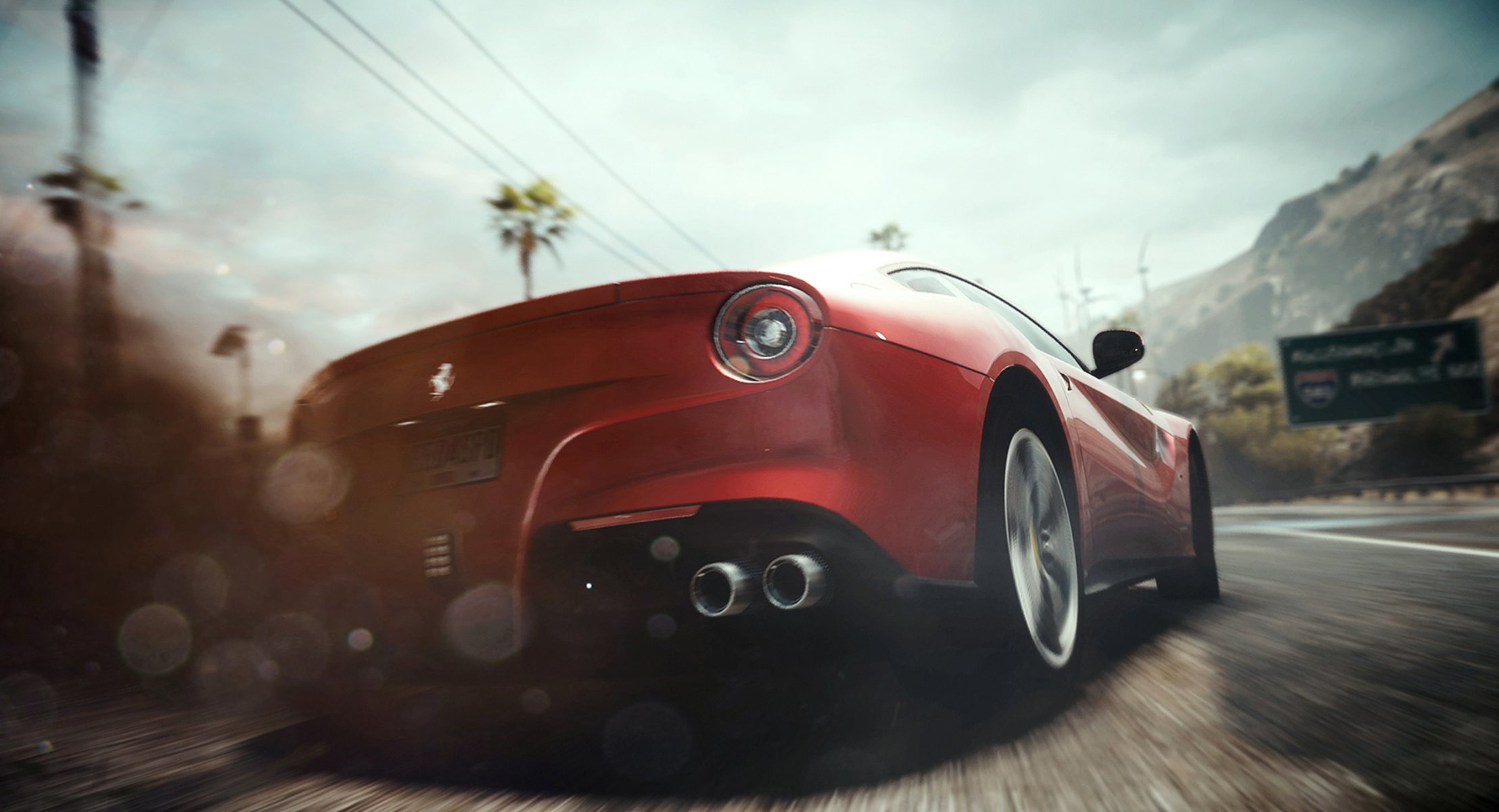 need for speed rivals ferrari samochód wyścig kurz poślizg światła tyłek